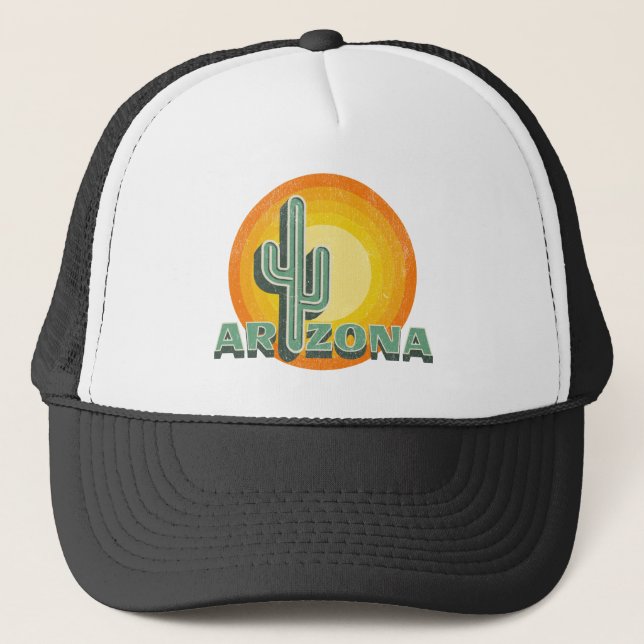 Gorra De Camionero Atardecer de estilo retro con diseño de texto de A (Anverso)