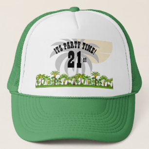 Gorra De Camionero Atardecer de palmeras de la isla tropical