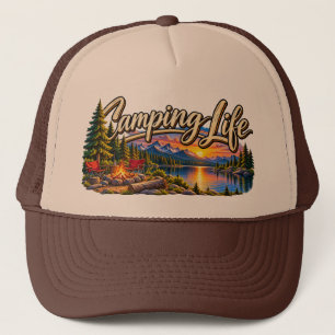 Gorra De Camionero Atardecer en lago de montaña vida de pesca