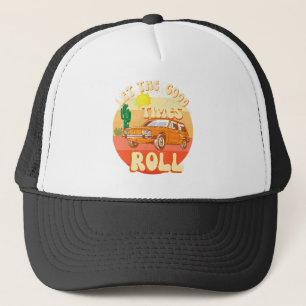 Gorra De Camionero Atardecer vintage de estilo retro y coche clásico