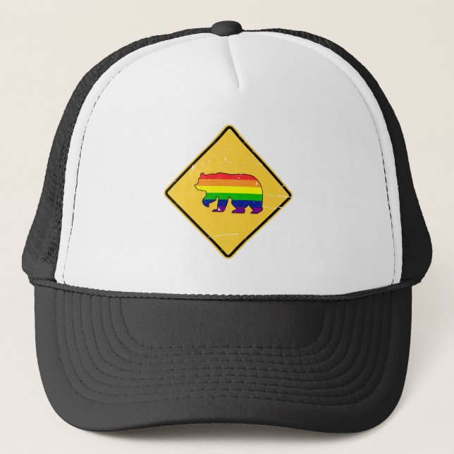 Gorra De Camionero ¡Atención! (Gay) Cruce del oso - afligido (Anverso)