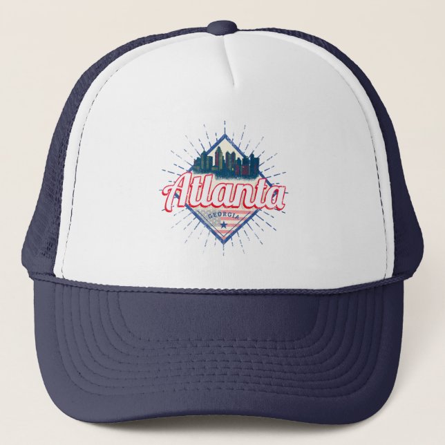 Gorra De Camionero Atlanta Georgia Estados Unidos Retro Skyline (Anverso)