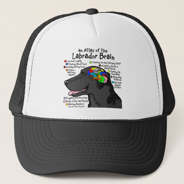 Gorra De Camionero Atlas negro del cerebro de Labrador (Anverso)