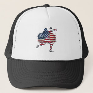 Gorra De Camionero Atleta de lanzamiento de peso patriótico diseño de