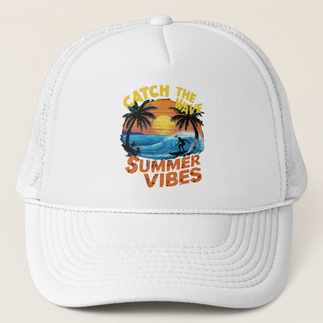 Gorra De Camionero atrapar Las olas Vibraciones de Verano (Anverso)