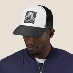 Gorra De Camionero Aúl de lobo nocturno - Estética de la luz de la lu
