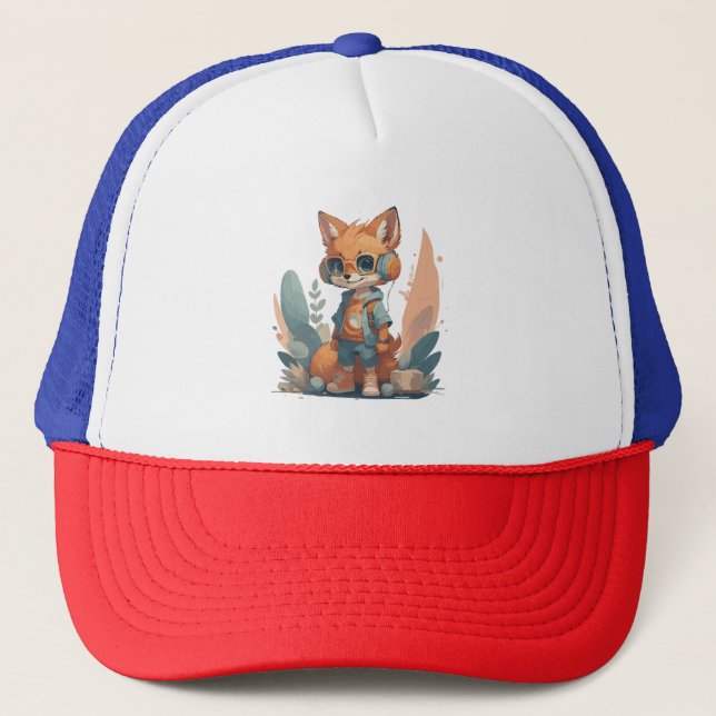 Gorra De Camionero Auricular divertido de zorro bebé (Anverso)