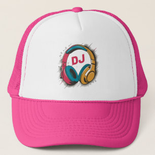 Gorra De Camionero Auriculares coloridos DJ de música Pink