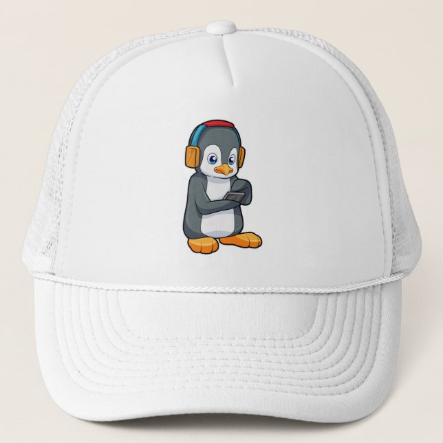 Gorra De Camionero Auriculares con música pingüino (Anverso)