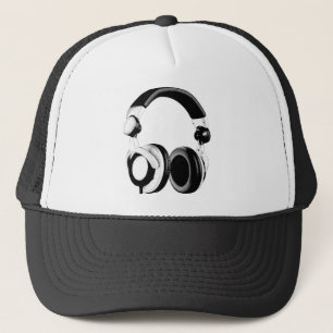 Gorra De Camionero Auriculares en blanco y negro