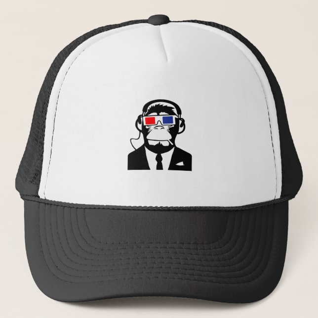 Gorra De Camionero auriculares motivos del club del mono del mono 3D (Anverso)