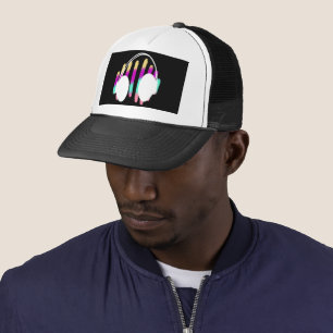 Gorra De Camionero Auriculares Nombre Geométrico DJ Barras de Música