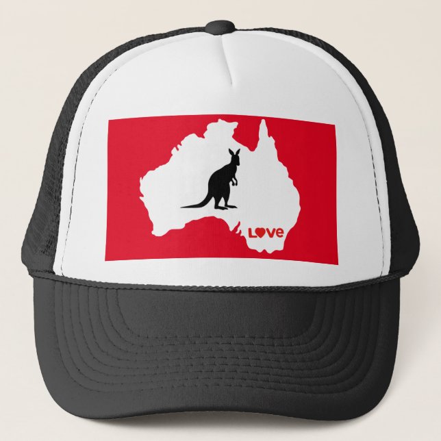 Gorra De Camionero Aussie Love Kangaroo White (Anverso)