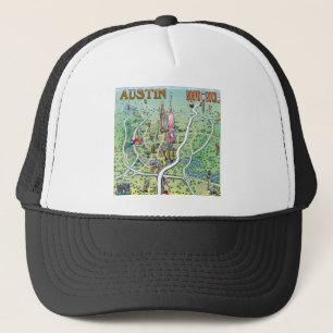 Gorra De Camionero Austin Round Rock Texas Fun Map