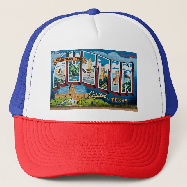 Gorra De Camionero Austin, Texas Greetings (Anverso)