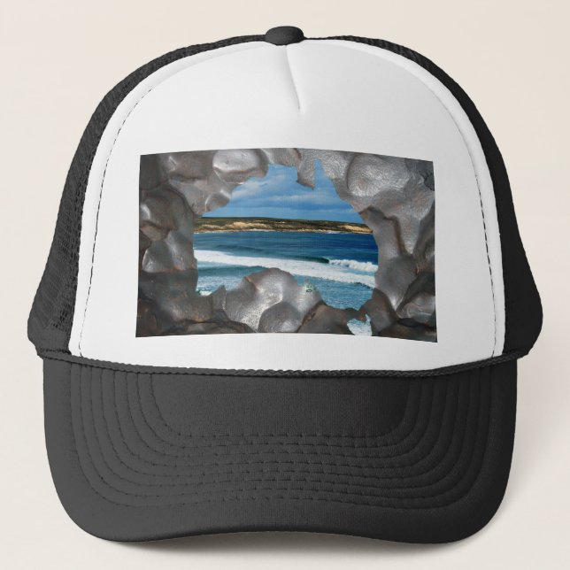 Gorra De Camionero Australia Beach Metallic Map View, Trucker Hat (Anverso)