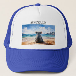 Gorra De Camionero Australia Koala mirando el océano