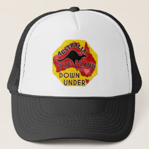 Gorra De Camionero Australia mapea tierra abajo con retro canguro