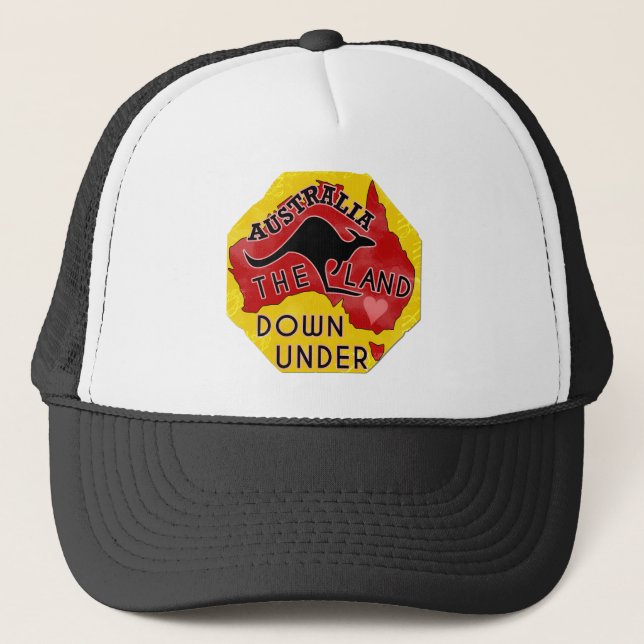 Gorra De Camionero Australia mapea tierra abajo con retro canguro (Anverso)