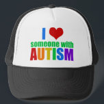 Gorra De Camionero Autismo Amor Familia Arcoiris Apoyo Colorido<br><div class="desc">Amo a alguien con autismo. Muestra apoyo a la persona autista especial en tu vida. Un gran regalo para los padres de un niño con necesidades especiales con autismo o síndrome de Asperger. Amo a mi hijo o hija autista. También un buen regalo para una hermana o amiga.</div>