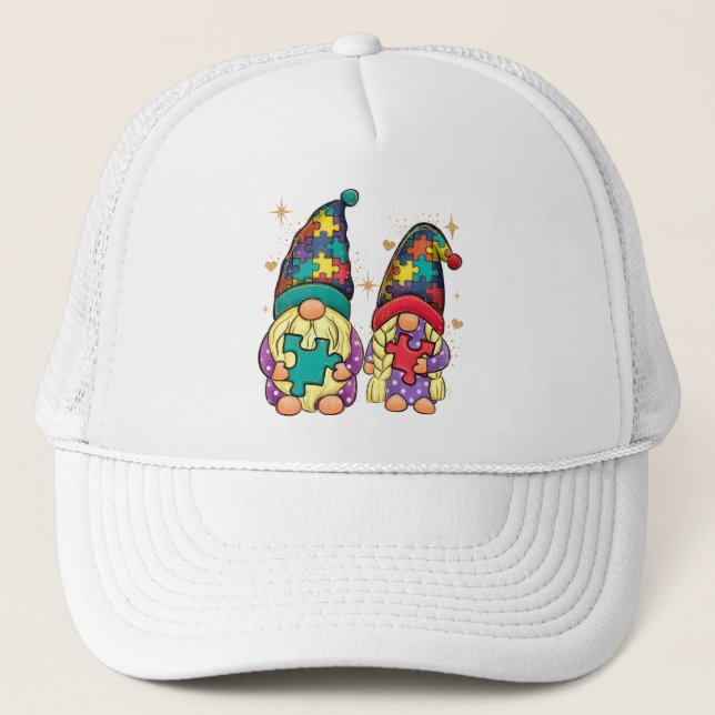 Gorra De Camionero Autismo Pareja Gnome (Anverso)