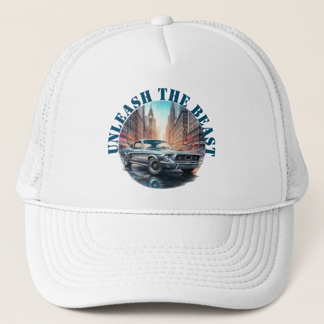 Gorra De Camionero Auto Muscular Desata A La Bestia (Anverso)