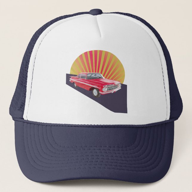 Gorra De Camionero Auto rojo vintage (Anverso)