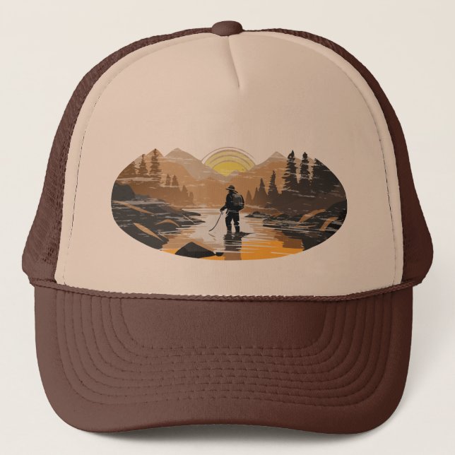 Gorra De Camionero Automeditación Pesca De Mosca En Arroyo De Montaña (Anverso)