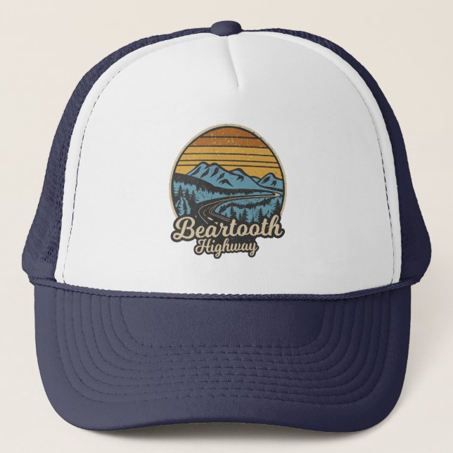 Gorra De Camionero Autopista Beartooth Montana Wyoming Retro (Anverso)