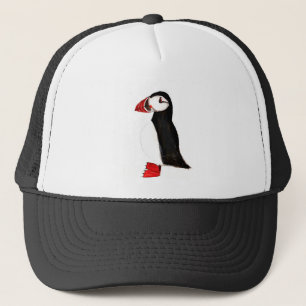Gorra De Camionero Ave de Puffin lindo Divertido acuarela del Atlánti