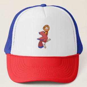 Gorra De Camionero Ave en el béisbol con guante de béisbol