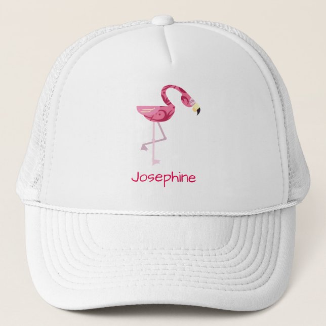 Gorra De Camionero Ave Flamingo Rosa Personalizado (Anverso)