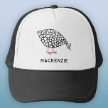 Gorra De Camionero Ave Guineafowl personalizada<br><div class="desc">Un divertido pájaro de Guinea que pica. Arte original de Nic Squirrell. Cambie el nombre o el texto a personalizar.</div>