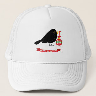 Gorra De Camionero Ave Negra Con Una Bola De Navidades