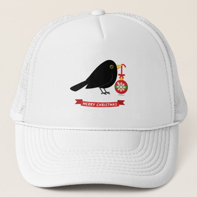 Gorra De Camionero Ave Negra Con Una Bola De Navidades (Anverso)