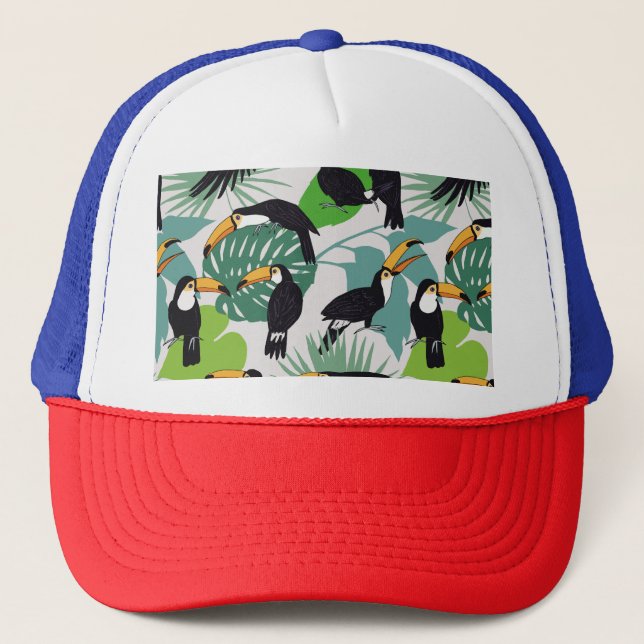 Gorra De Camionero Ave Turca: Patrón de hojas de palmera (Anverso)