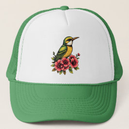 Gorra De Camionero Ave verde y amarilla