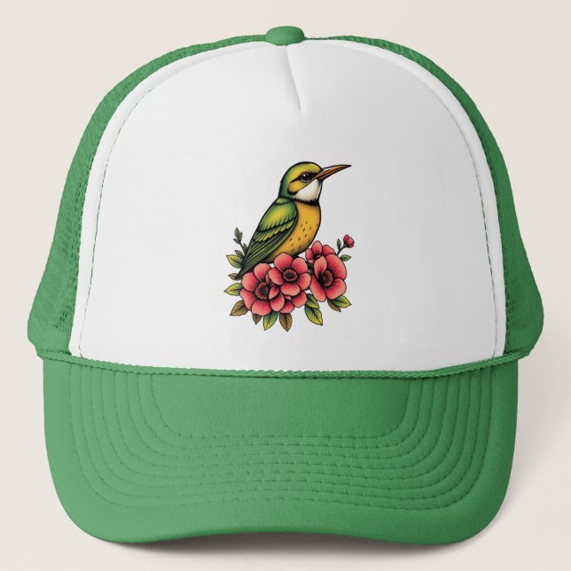 Gorra De Camionero Ave verde y amarilla (Anverso)