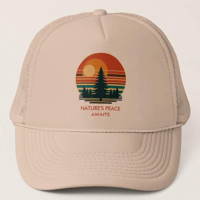 Gorra De Camionero Aventura al atardecer en la naturaleza forestal (Anverso)