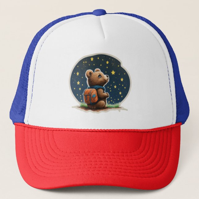 Gorra De Camionero Aventura de aventura: Mochila de oso lindo (Anverso)