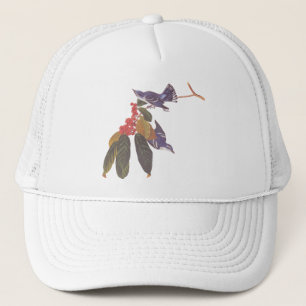 Gorra De Camionero Aves Ceruleanas de Audubon con bayas rojas
