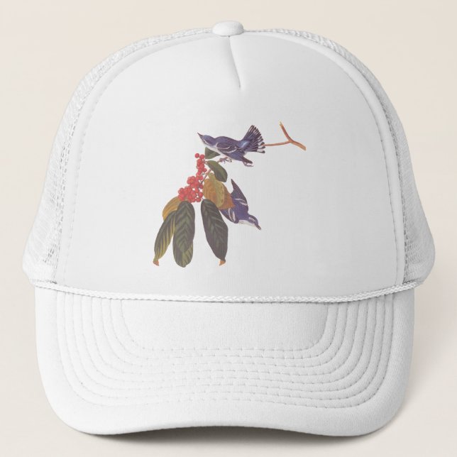 Gorra De Camionero Aves Ceruleanas de Audubon con bayas rojas (Anverso)