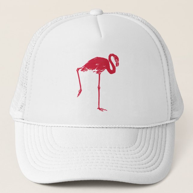 Gorra De Camionero Aves de época, flamencos rosas con una pierna arri (Anverso)