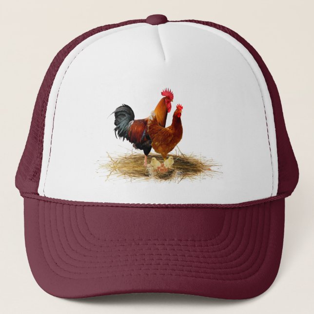 Gorra De Camionero Aves de granja con gallo de gallo (Anverso)