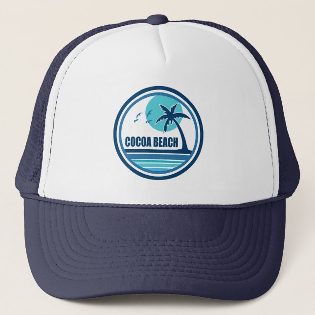 Gorra De Camionero Aves de palmeras de Cocoa Beach Florida (Anverso)