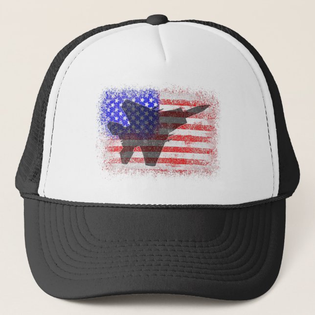 Gorra De Camionero Avión de bandera estadounidense Patriótica Guerra  (Anverso)