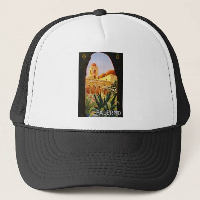 Gorra De Camionero Aviso de viaje de Palermo vintage (Anverso)