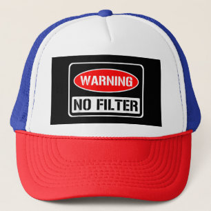Gorra De Camionero Aviso No Filtro Gracioso Sarcástico Pun Peligro Ca
