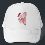 Gorra De Camionero Axolotl Merry Christmas Winter Animals Axolotls<br><div class="desc">El axolotl para Navidades con luces de hadas. Animales divertidos con regalos y nieve para las vacaciones. También es gracioso para los Navidades en julio. Los Axolotls son animales lindos y perfectos para los Navidades.</div>