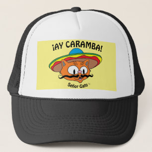 Gorra De Camionero ¡AY CARAMBA! Señor Gato Dibujos Animados Gato Mexi